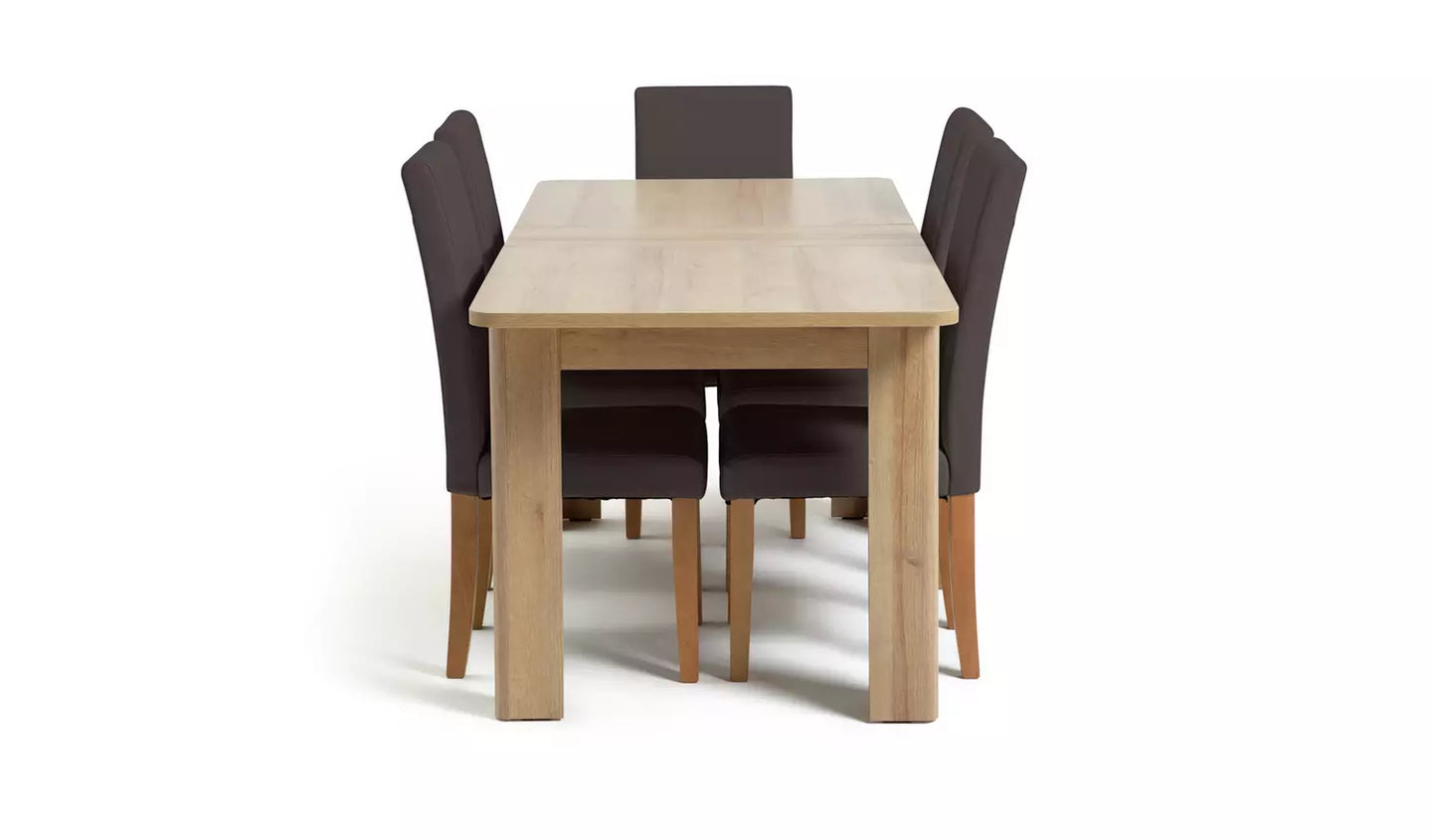 Miami Curve Extending Table & 6 Chocolate Chairs